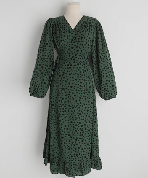 DHOLIC（ディーホリック）の「レオパードラップワンピース（ワンピース・レディース・ブラック/グリーン・FREE）」の2枚目の写真