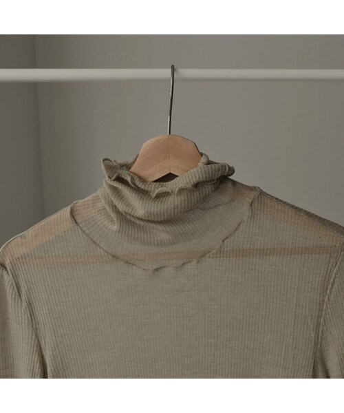 Lavish Gate（ラヴィッシュゲート）の「nh-tops-02188  　シアーメローパイピングタートル プルオーバー　グレージュ（Tシャツ/カットソー・レディース・その他）」の10枚目の写真