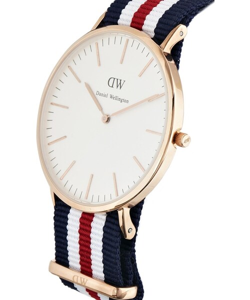 Daniel Wellington（ダニエルウェリントン）の「Daniel Wellington Canterbury Rose Gold Canvas Strap Watch（アナログ腕時計・navywhitered）」の3枚目の写真