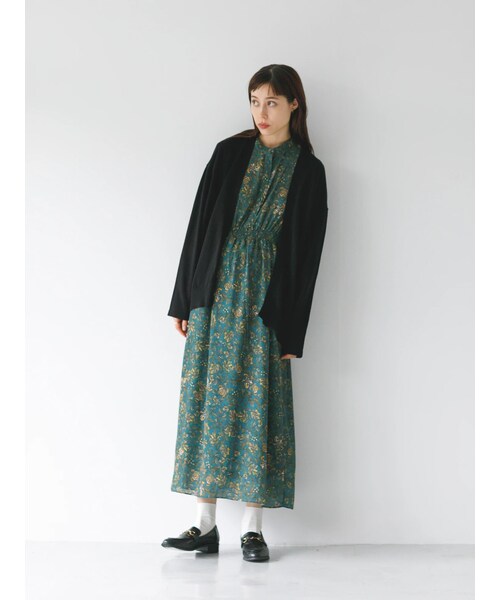 koe（コエ）の「フランスのdeveaux社プリントマキシワンピース（その他・ブラック/ベージュ/グリーン・F）」の10枚目の写真