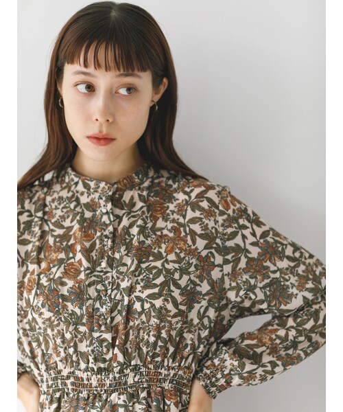 koe（コエ）の「フランスのdeveaux社プリントマキシワンピース（その他・ブラック/ベージュ/グリーン・F）」の13枚目の写真