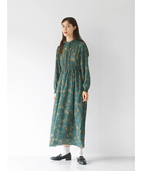 koe（コエ）の「フランスのdeveaux社プリントマキシワンピース（その他・ブラック/ベージュ/グリーン・F）」の9枚目の写真