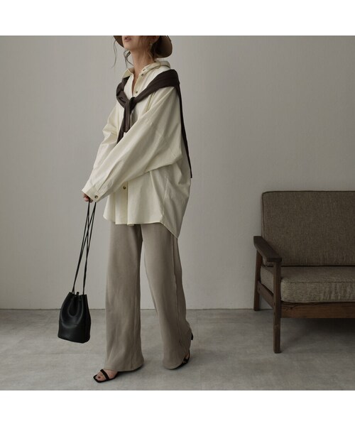 Lavish Gate（ラヴィッシュゲート）の「tops-04053　コットンルーズシャツ　エクリュ　ブラウン（シャツ/ブラウス・レディース・その他）」の10枚目の写真