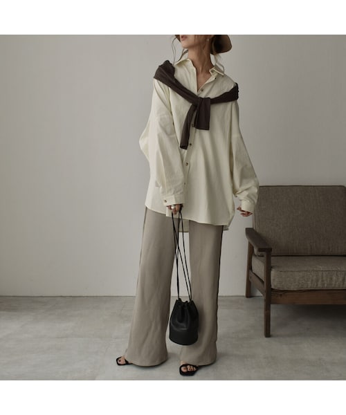 Lavish Gate（ラヴィッシュゲート）の「tops-04053　コットンルーズシャツ　エクリュ　ブラウン（シャツ/ブラウス・レディース・その他）」の11枚目の写真