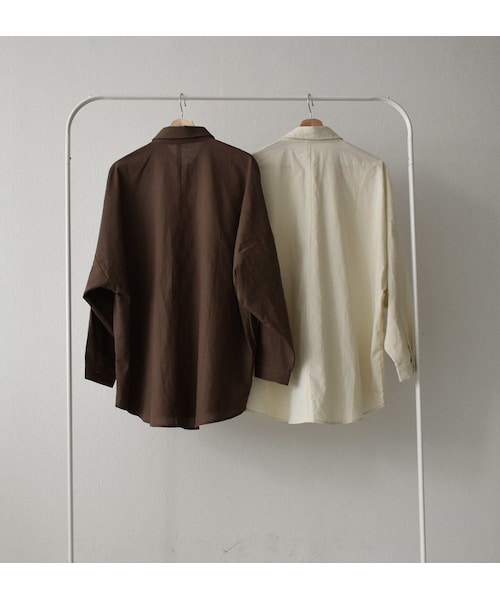 Lavish Gate（ラヴィッシュゲート）の「tops-04053　コットンルーズシャツ　エクリュ　ブラウン（シャツ/ブラウス・レディース・その他）」の13枚目の写真