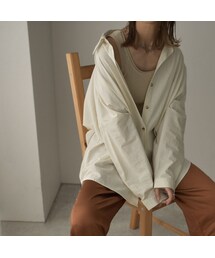 Lavish Gate | tops-04053　コットンルーズシャツ　エクリュ　ブラウン(シャツ/ブラウス)