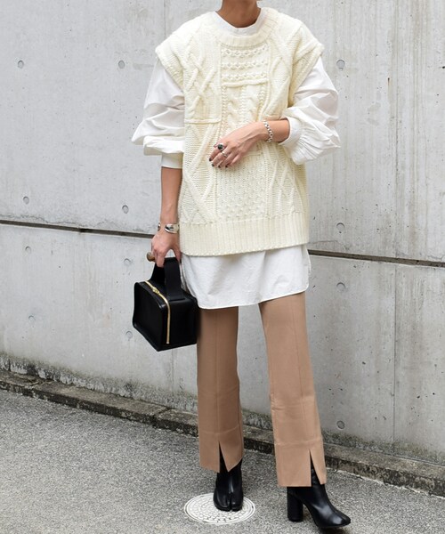 no brand（ノーブランド）の「ケーブルアランニットベスト（ベスト・レディース・その他）」の2枚目の写真