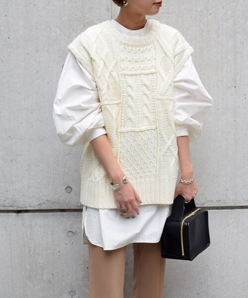 no brand（ノーブランド）の「ケーブルアランニットベスト（ベスト・レディース・その他）」の4枚目の写真