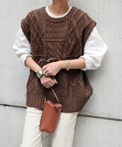 no brand（ノーブランド）の「ケーブルアランニットベスト（ベスト・レディース・その他）」の8枚目の写真