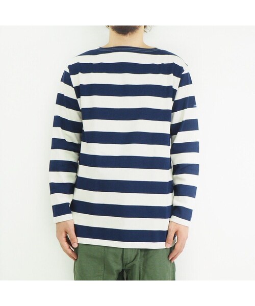SAINT JAMES（セントジェームス）の「OUESSANT "WIDE BORDER" [ECRU/MARIN(NTNY)]（Tシャツ/カットソー・メンズ・その他）」の3枚目の写真