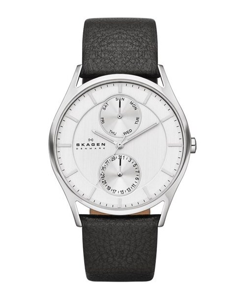 SKAGEN（スカーゲン）の「Skagen 'Holst' Multifunction Leather Strap Watch, 40mm（アナログ腕時計・Black）」の3枚目の写真