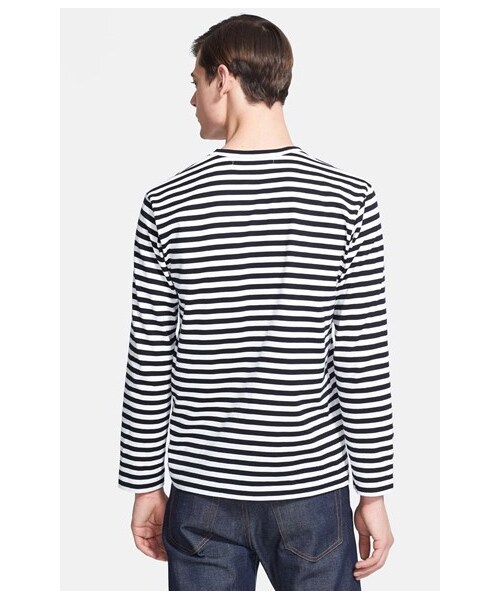 COMME des GARCONS（コムデギャルソン）の「Comme des Garçons 'Play' Long Sleeve Stripe Crewneck T-Shirt（Tシャツ/カットソー・Black/ White・Regular X-Large/Regular Medium/Regular Large）」の3枚目の写真