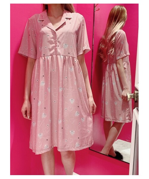 lilLilly（リルリリー）の「【lilLilly×安野モヨコ】のりこプリントシャツワンピース（ワンピース/ドレス・レディース・PINK/BLACK・FREE）」の3枚目の写真
