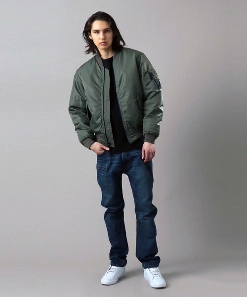 AVIREX（アヴィレックス）の「MA-1 コマーシャル ロゴ/MA-1 COMMERCIAL LOGO（ジャケット/アウター・メンズ・BLACK/SAGE・M, L, XL, XXL）」の11枚目の写真