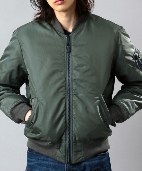 AVIREX（アヴィレックス）の「MA-1 コマーシャル ロゴ/MA-1 COMMERCIAL LOGO（ジャケット/アウター・メンズ・BLACK/SAGE・M, L, XL, XXL）」の8枚目の写真