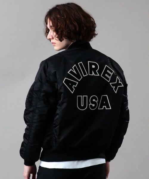AVIREX（アヴィレックス）の「MA-1 コマーシャル ロゴ/MA-1 COMMERCIAL LOGO（ジャケット/アウター・メンズ・BLACK/SAGE・M, L, XL, XXL）」の3枚目の写真