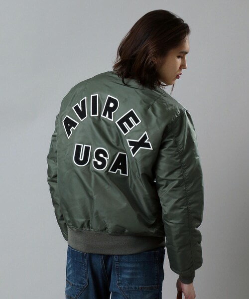 AVIREX（アヴィレックス）の「MA-1 コマーシャル ロゴ/MA-1 COMMERCIAL LOGO（ジャケット/アウター・メンズ・BLACK/SAGE・M, L, XL, XXL）」の5枚目の写真