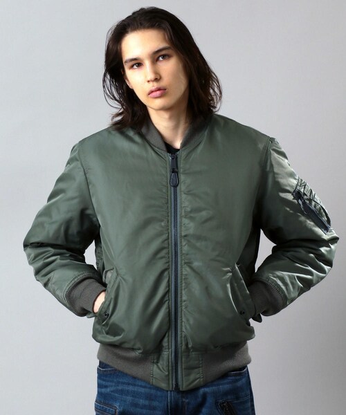 AVIREX（アヴィレックス）の「MA-1 コマーシャル ロゴ/MA-1 COMMERCIAL LOGO（ジャケット/アウター・メンズ・BLACK/SAGE・M, L, XL, XXL）」の6枚目の写真