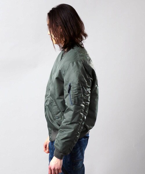 AVIREX（アヴィレックス）の「MA-1 コマーシャル ロゴ/MA-1 COMMERCIAL LOGO（ジャケット/アウター・メンズ・BLACK/SAGE・M, L, XL, XXL）」の7枚目の写真
