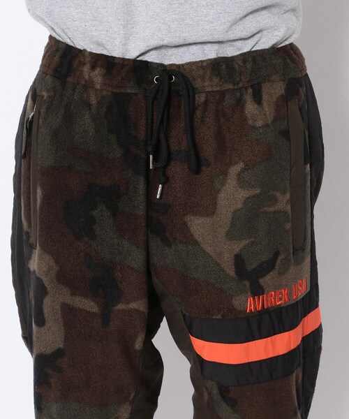 AVIREX（アヴィレックス）の「【直営店限定】フリース ライン パンツ/FLEECE LINE PANTS（パンツ・メンズ・BLACK/ORANGE/CAMO・M, L, XL）」の4枚目の写真