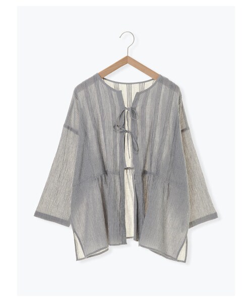 Samansa Mos2（サマンサ モスモス）の「綿ラミー千鳥柄ピンタックブラウス（トップス・ブラック/ネイビー/ラベンダー・F）」の9枚目の写真