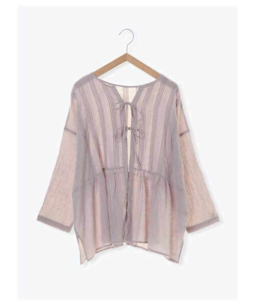 Samansa Mos2（サマンサ モスモス）の「綿ラミー千鳥柄ピンタックブラウス（トップス・ブラック/ネイビー/ラベンダー・F）」の10枚目の写真