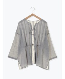 Samansa Mos2 | 綿ラミー千鳥柄ピンタックブラウス(トップス)