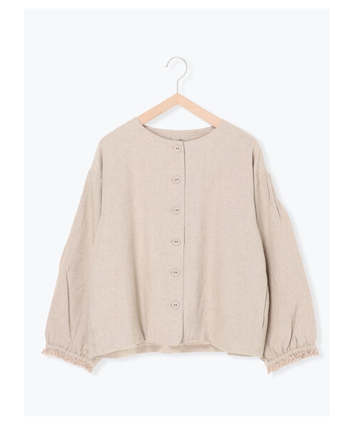 Samansa Mos2（サマンサ モスモス）の「ふわっと麻レーヨンジャケット（ジャケット/アウター・チャコールグレー/ベージュ/グリーン・F）」の9枚目の写真