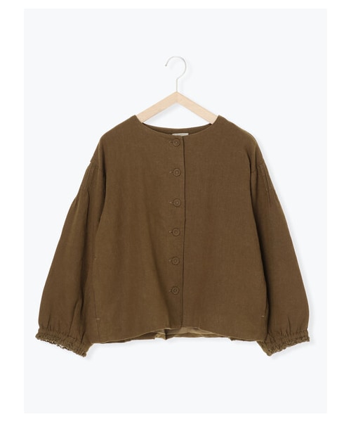 Samansa Mos2（サマンサ モスモス）の「ふわっと麻レーヨンジャケット（ジャケット/アウター・チャコールグレー/ベージュ/グリーン・F）」の10枚目の写真