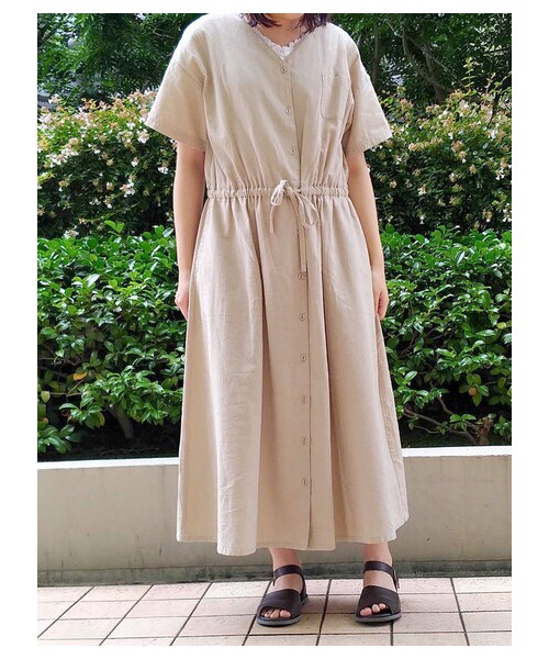 【逸品】 Samansa モスモス）の「リネン混Vネック Mos2（サマンサ ワンピース
