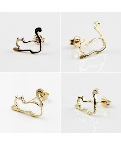 pinacoteca(ピナコテーカ)の「ピナコテーカ 735 フレンドリー キャット シルエット スタッド ピアス 片耳(ピアス(片耳用)・レディース・ゴールド・free)」の3枚目の写真