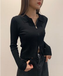 no brand | stretch rib knit(ニット/セーター)