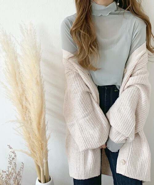 chocomee（チョコミー）の「シアータートルトップス（その他トップス・レディース・ブラウン/ブルー/ホワイト・FREE）」の3枚目の写真