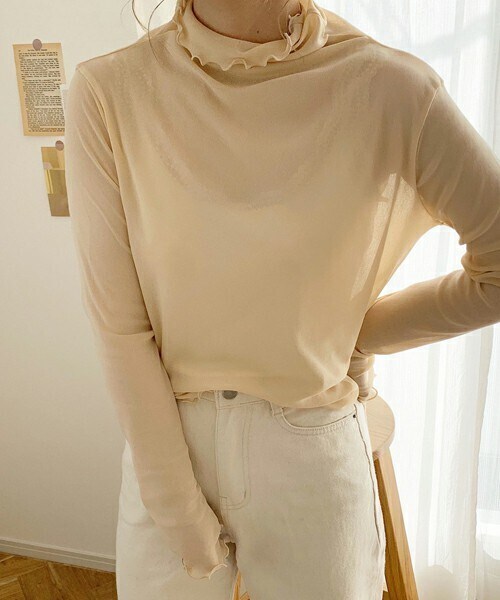 chocomee（チョコミー）の「シアータートルトップス（その他トップス・レディース・ブラウン/ブルー/ホワイト・FREE）」の2枚目の写真