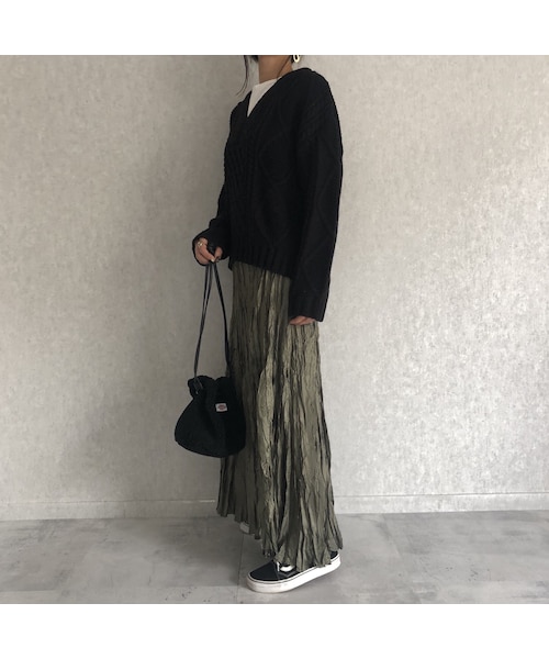 copine（コピン）の「ワッシャーアシンメトリーロングスカート (3color)【クリックポスト対象商品】（スカート・レディース・その他）」の2枚目の写真