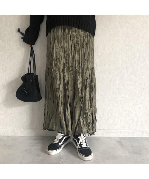 copine（コピン）の「ワッシャーアシンメトリーロングスカート (3color)【クリックポスト対象商品】（スカート・レディース・その他）」の4枚目の写真