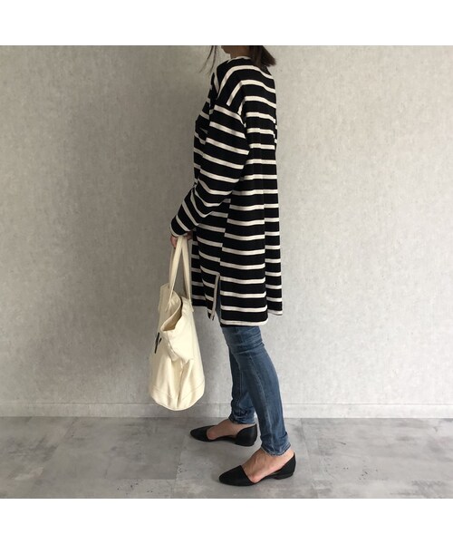 copine（コピン）の「再々入荷！シンプルカジュアル定番！ボーダービッグロンＴ(2color)【クリックポスト対象商品】（Tシャツ/カットソー・レディース・その他）」の9枚目の写真