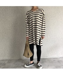 copine | 再々入荷！シンプルカジュアル定番！ボーダービッグロンＴ(2color)【クリックポスト対象商品】(Tシャツ/カットソー)