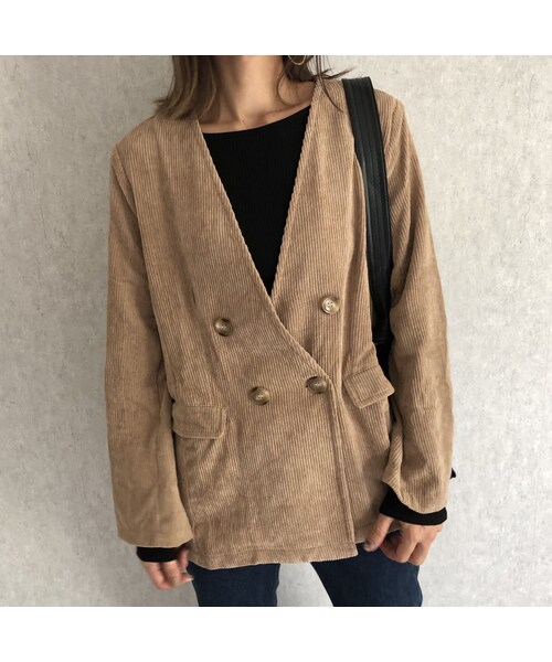 copine（コピン）の「ノーカラーデザイン！ソフトコーデュロイジャケット【クリックポスト対象商品】（ノーカラージャケット・レディース・その他）」の11枚目の写真