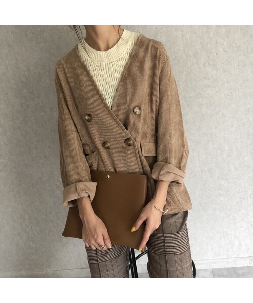 copine（コピン）の「ノーカラーデザイン！ソフトコーデュロイジャケット【クリックポスト対象商品】（ノーカラージャケット・レディース・その他）」の5枚目の写真
