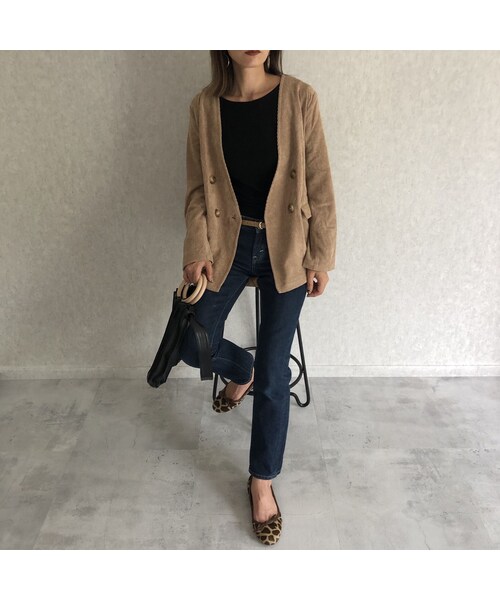 copine（コピン）の「ノーカラーデザイン！ソフトコーデュロイジャケット【クリックポスト対象商品】（ノーカラージャケット・レディース・その他）」の10枚目の写真