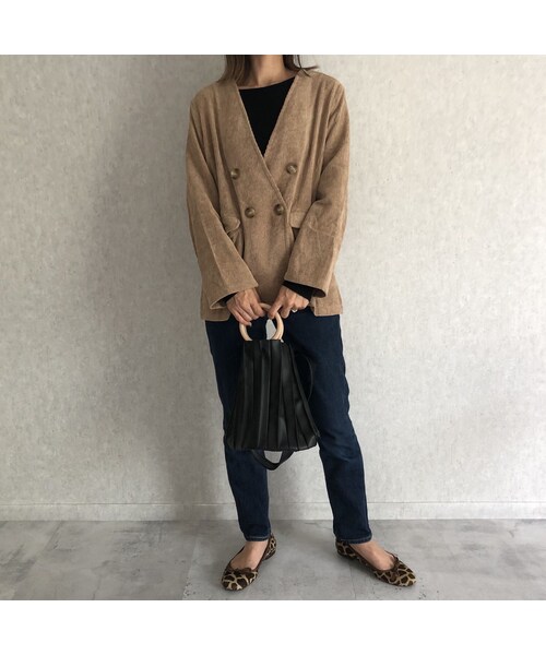 copine（コピン）の「ノーカラーデザイン！ソフトコーデュロイジャケット【クリックポスト対象商品】（ノーカラージャケット・レディース・その他）」の8枚目の写真