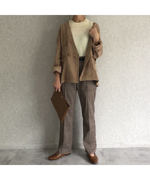 copine（コピン）の「ノーカラーデザイン！ソフトコーデュロイジャケット【クリックポスト対象商品】（ノーカラージャケット・レディース・その他）」の2枚目の写真