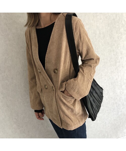 copine（コピン）の「ノーカラーデザイン！ソフトコーデュロイジャケット【クリックポスト対象商品】（ノーカラージャケット・レディース・その他）」の12枚目の写真