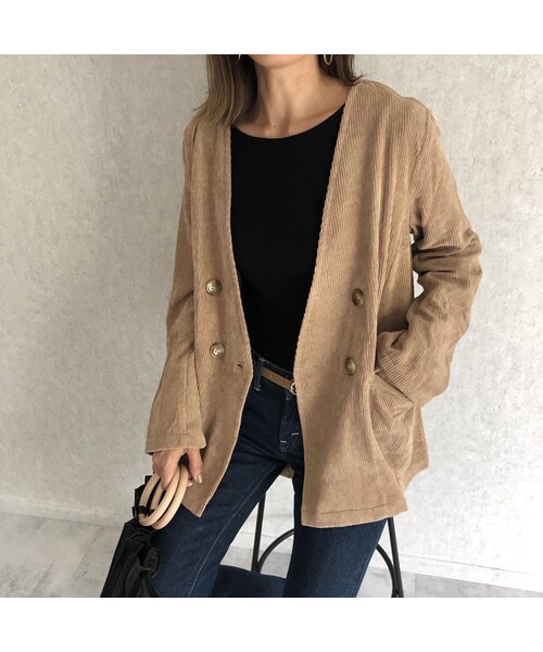 copine（コピン）の「ノーカラーデザイン！ソフトコーデュロイジャケット【クリックポスト対象商品】（ノーカラージャケット・レディース・その他）」の13枚目の写真