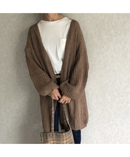 copine（コピン）の「再々入荷！ボリューム袖！ざっくりニットロングカーディガン(2color)（カーディガン/ボレロ・レディース・その他）」の5枚目の写真