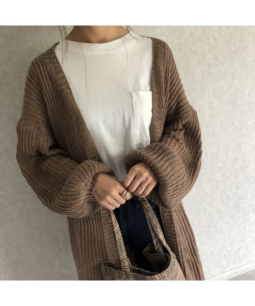 copine（コピン）の「再々入荷！ボリューム袖！ざっくりニットロングカーディガン(2color)（カーディガン/ボレロ・レディース・その他）」の7枚目の写真