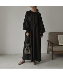 Lavish Gate | onepiece-04029　日本製　バックボタン ショルダータックワンピース　ブラック(ワンピース)