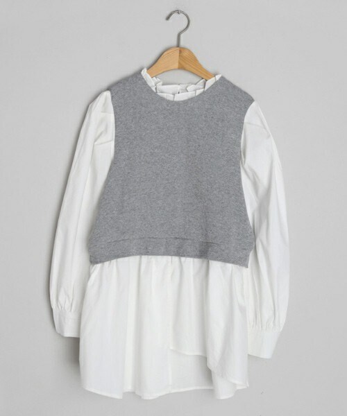 DHOLIC（ディーホリック）の「レイヤード調ブラウス（シャツ/ブラウス・レディース・ブラック/グレー・FREE）」の2枚目の写真