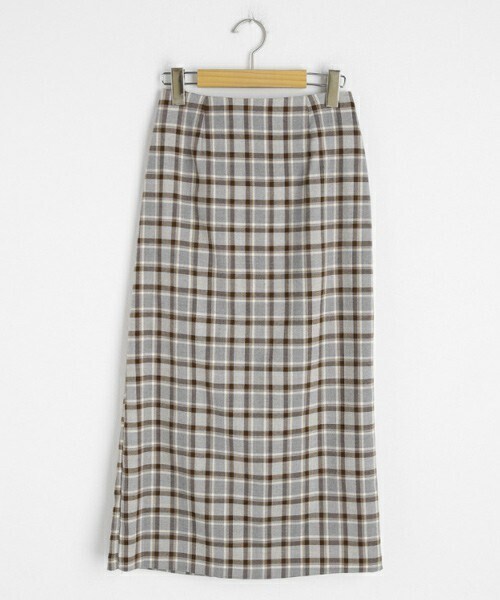 DHOLIC（ディーホリック）の「Hラインチェックロングスカート（スカート・レディース・ベージュ/グレー・FREE）」の2枚目の写真